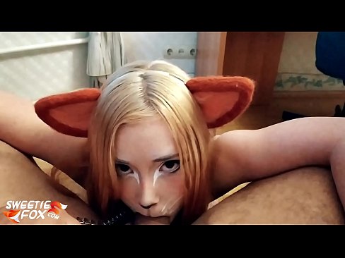 ❤️ Kitsune د هغې په خوله کې ډیک او کم تیر کړ ❤️ ❤